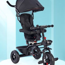 Babyhug Hermes Tricycle with Detachable Backrest & Canopy - Black-25