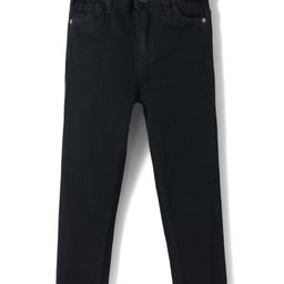 Kookie Kids Woven Full Length Solid Denim Jeans With Two Front Pockets - Black-image-54