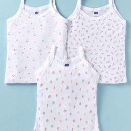 Simply Sinker Knit Singlet Sleeves Slips with Floral & Animal Print Pack of 3 - White-image-34