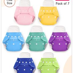 BabyhugFree Size Reusable Cloth Diaper with Inserts Pack of 7 - Multicolour-17
