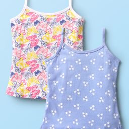 Bodycare Cotton Knit Sleeveless Slips with Butterfly Print Pack of 2 - Lavender & Pink-image-72