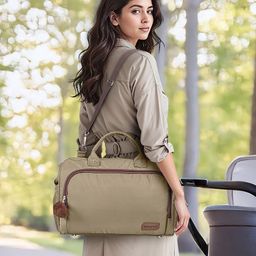 Babyhug 3-in-1 Diaper Bag Multifunctional Tote Sling & Backpack for Travel- Brown-18