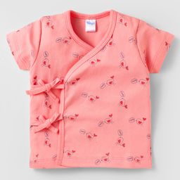 Tango Interlock Knit Half Sleeves Front Open Jhablas With Bird Print - Light Red-image-67