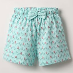Tango Single Jersey Knit Knee Length Shorts With Floral Print - Light Blue-image-22