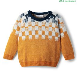 Babyoye Knit Full Sleeves Checks Pullover Sweater - Multicolour-picture-4