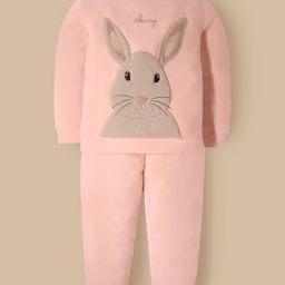 Cherry Crumble By Nitt Hyman Knit Full Sleeves Bunny Patch Detailed Winter Night Suit Set - Peach-picture-24