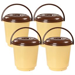 Kuber Industries Cream-Coloured & Brown 4 Pieces Multi Purpose Bucket With Handle- 18 ltr-33