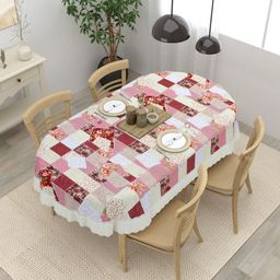 Clasiko Green Geometric Printed Anti-Slip Oval Shaped 4-Seater Table Cover-23