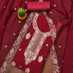 SAINOOR Embroidered Silk Georgette Unstitched Dress Material-picture-27