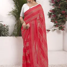 DIVASTRI Striped Zari Pure Georgette Ready to Wear Saree-image-14