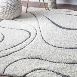 CARPETIFY Cream & Grey Anti-Skid Shaggy Carpet-4