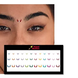 Comet Busters 36 Pcs Embellished Reusable Crescent-Shaped Designer Bindis - Multicoloured image 2