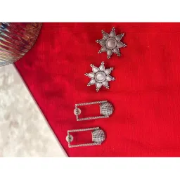 Niska Silver Celestial Drops Earrings (Pack of 2)-picture-5