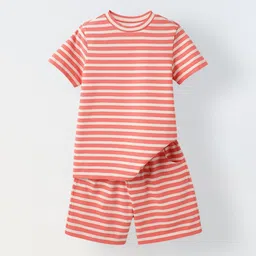 SPUNKIES Boys Striped Round Neck T-Shirt With Shorts-image-78