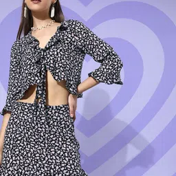 Sera Printed Three-Quarter Sleeves Top & Skirt Co-Ords-picture-33