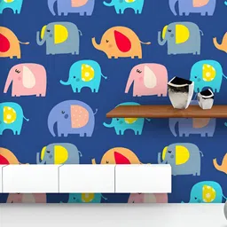 ArtzFolio Printed UV-Resistant Anti-Bacterial Colorful Baby Elephants Peel & Stick Wallpaper-image-90