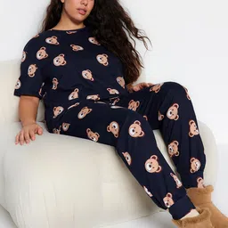 Trendyol Printed Pure Cotton T-Shirt & Trousers Night Suits-image-84