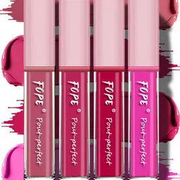 FOPE Set Of 4 Pout Perfect Smudge-Free Liquid Lipstick - 4 ml Each Shade - 03-09-11-12-37