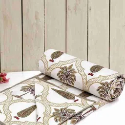 RF RELAXFEEL Brown Floral Printed Microfiber AC Room 210 GSM Double Bed Dohar-image-67