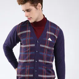 Monte Carlo Men Printed V-Neck Full Sleeve Woollen Cardigan-picture-48