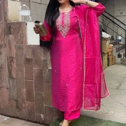 TWINS LADY Women Ethnic Motifs Embroidered Mirror Work Kurta with Trousers & With Dupatta-picture-17