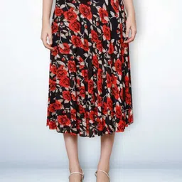 JinfoWomenPrinted Flared Midi Skirt with inner short-image-17