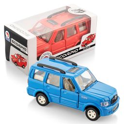 Shinsei Pull Back Mahindra Scorpio Miniature Scaled Model - Blue-3