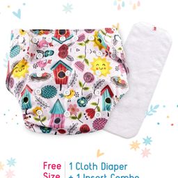 Babyhug Free Size Reusable Cloth Diaper With Insert House Print - Pink-22