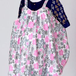 Babyhug Multi Purpose 100 % Cotton Breast Feeding Nursing Cape Floral Print - Grey Pink-image-37