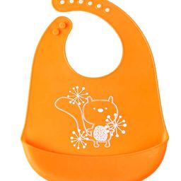 Syga Adjustable Snap Button Bib With Crumb Catcher Cartoon Print - Orange-6