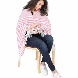 Lulamom Striped Nursing Shawl - Pink-picture-44