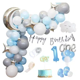 Party Propz 1st Birthday Boy Decoration Set Blue Silver - Pack Of 80-picture-13