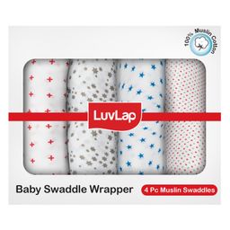 Luv Lap 100% Cotton Muslin Swaddles Pack Of 4 - Multicolor-42