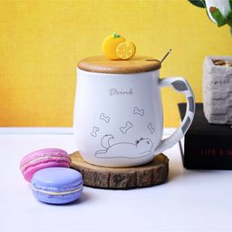 A Vintage Affair Orange Slice Lid Mug Puppy Print White - 480 ml-image-73