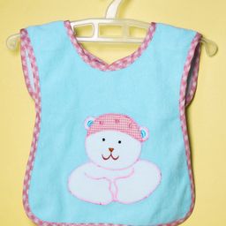 The Little Lookers Baby Bib Bear Embroidered - Green-picture-22