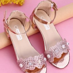Cute Walk by Babyhug Sandals With Studded Pearls - Golden-image-58