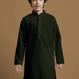 Here&Now X Sanwara Boys Geometric Embroidered Chikankari Kurta-image-53