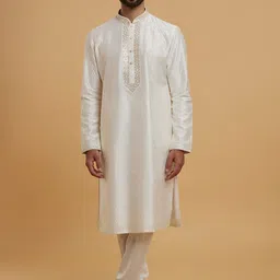 Men Woven Design Ethnic Kurta with Churidar-10