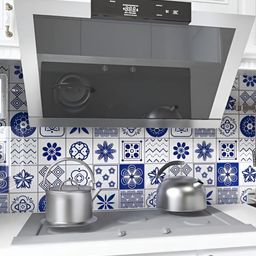 INDIAN ROYALS Blue & White Mosaic Printed Self-Adhesive & Durable Wall Sticker-image-22