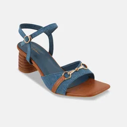 Mast & Harbour Textured Block Sandals with Buckles-43