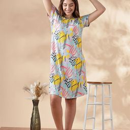 9shines Label Women Abstract Printed Short Sleeve Plus Size Nightdress-picture-27