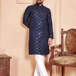 LUCK FASHOIN Men Embroidered Straight Kurta (Multicolor)-image-51