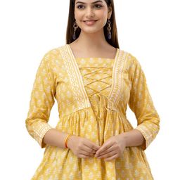 DMP FASHION Floral Print Bell Sleeve Cotton Cinched Waist Top-picture-57