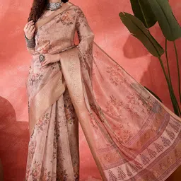 Sangria Digital Printed Tussar Silk Saree With Blouse Piece-60