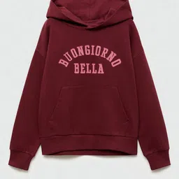 Mango Kids Girls Pure Cotton Typography Printed Hooded Sweatshirt-18