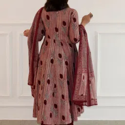 KALINI Geometric Print Anarkali Kurta with Palazzos & With Dupatta image 2
