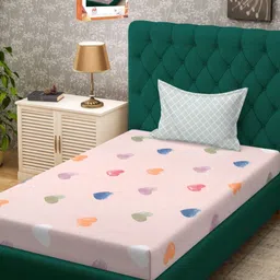 Myntra Elegant Homes Pink & White 300 TC Single Bedsheet with 1 Pillow Covers-image-33
