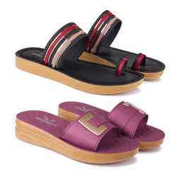 BERSACHE Women Pack Of 2 Open Toe Flats-10