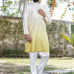 Stuffie Land Men Embroidered Regular Sequinned Dupion Silk Kurta with Pyjamas image 3