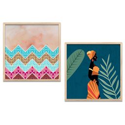 Kotart Teal & Orange 2 Pieces Abstract Wooden Wall Arts-picture-26